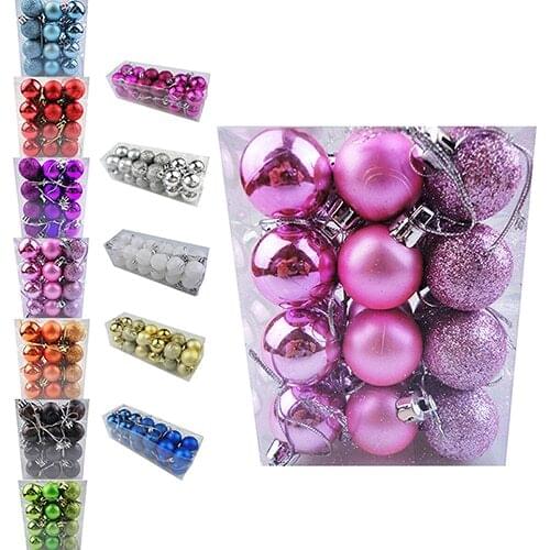 24pcs/lot Xmas Party Hanging Ball Ornament 30mm Christmas Tree Decor Ball Bauble decorations for Home Christmas Decorations Gift