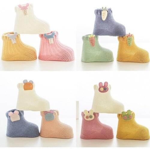 3 Pairs/Lots Newborn Socks Cartoon Mesh Socks Baby Spring Summer Breathable Cotton Socks Infant Baby Thin Socks Kids Socks