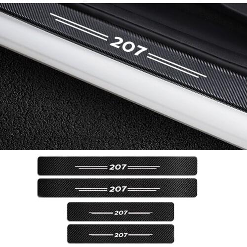 4Pcs For Peugeot 206 207 307 308 Car Accessories Auto Door Threshold Protector Stickers Carbon Fiber Door Sill Scuff Plate Strip