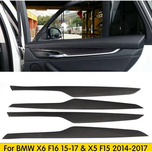 4x 100% Real Carbon Fiber Inner Door Strip Panel Cover Trim For BMW X6 F16 15-17 & X5 F15 2014-2017