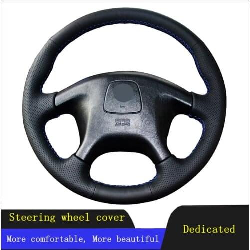DIY Hand-stitched Black Genuine Leather Car Accessories Steering Wheel Cover For Mitsubishi Pajero Old Mitsubishi Pajero Sport