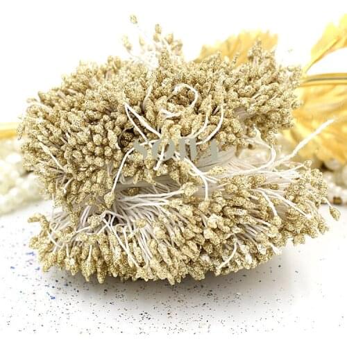 Free Shipping 3mm Beige Grey color Double heads Floral Glitter Stamen flower Pistil Cake Decorating Craft DIY