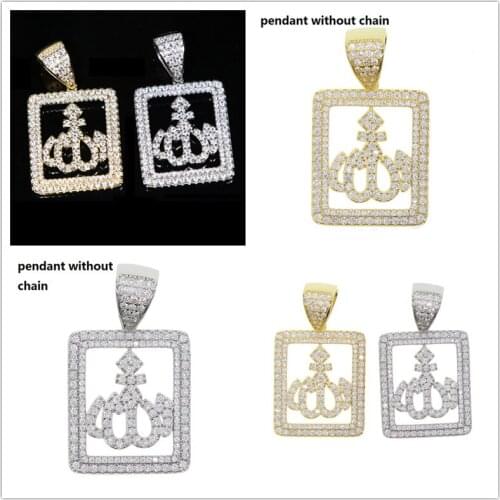 Shiny Pendant Necklace Paved White Cz Exaggerated Shape Dainty Jewelry For Women Wedding Gift 2021 New Hip Hop Iced Out Jewelry