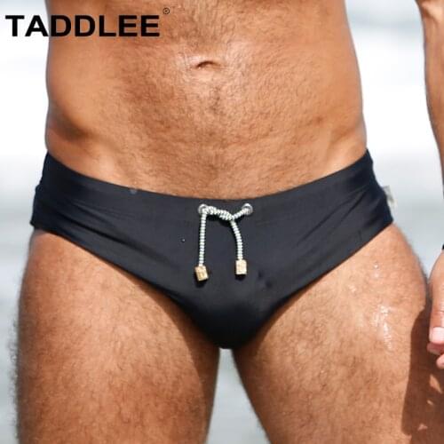 Taddlee Brand Sexy Mens Swimwear Swim Briefs Bikini Solid Swimsuits Gay Penis Pad Enhance Surf Board Shorts Trunks Bathing Suit