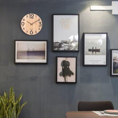 Wall decor digital wall clock modern decor wall clock cute clock Wood grain retro glassless clock home office decoration