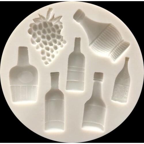 Aouke Baking Decorative Accessories Wine Bottle Fondant Cake Silicone Mold Grape Chocolate Clay Cake Decoration Silicone Mold