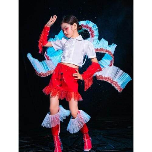 Children Catwalk Show Performance Stage Costume Set Model Fashion Clothing Outfit Girls Individuality Canonicals Suit YS1742