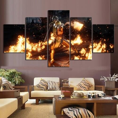 Home Decor Mortal Kombat 11 Poster Games Wall Pictures 5 Piece Painting Poster Home Canvas for Living Room Wall Decor