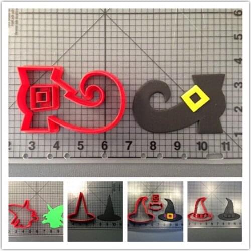 Halloween witch hat silhouette witch shoe shape fondant cutter for halloween cake cupcake cookies 3D printed PLA cookie mould