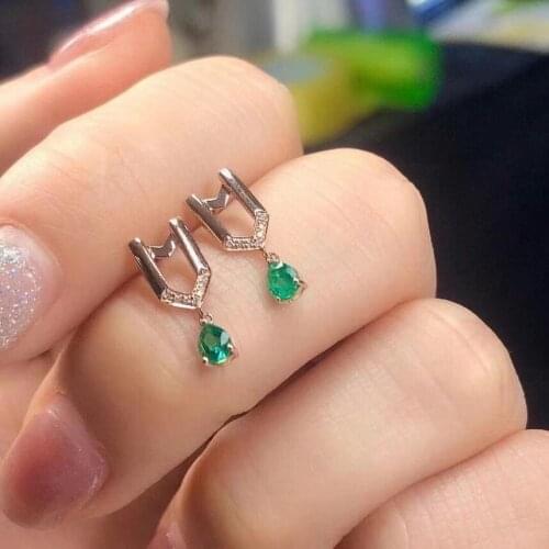 Grace lovely Water drop natural green Emerald drop earrings S925 silver natural gemstone earrings women party gift jewelry