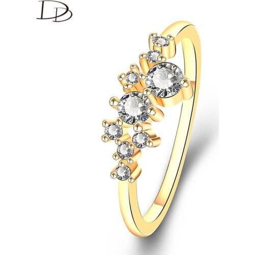DODO Chic Gold Color Rings Small Shining AAA Cubic Zircon Rings For Women Office Ladies Young Girl Fashion Jewelry Gifts Dm156