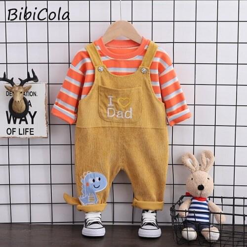Baby Boy Clothing Sets Infants Newborn Boy Clothes Set Long Sleeve Tops+Overalls 2PCS Outfits Spring Bebes Clothing