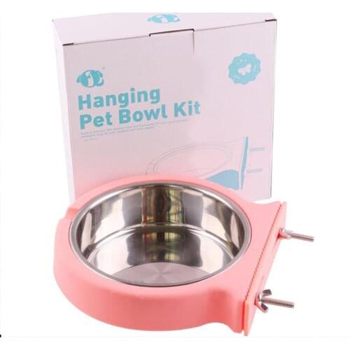 Pet Feeder Stainless Steel Food Bowls Mountable Hang In Cage Dog Cat Bowls Puppy Safe Durable Feeding Supplies Dog Accessories