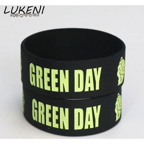 LUKENI Hot Sale 25PCS Black GREEN DAY Silicone Wristband Bracelets & Bangles for Rock Music Fans Concert Gift Wholesale SH070