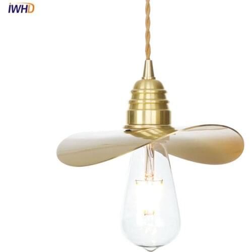 IWHD Copper Nordic LED Pendant Lights Creative Irregular Pendant Lamp Adjustable Hanging Lamp Retro Fixtures For Home Lighting