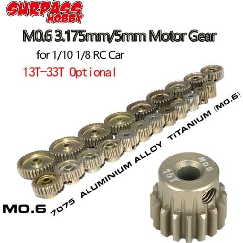 2Pcs M0.6 3.175mm 13T 14T 15T 16T 17T 18T 19T 20T 21T 22T 23T 24T 25T 26T 27T-33T Metal Pinion Motor Gear for RC 1/8 1/10 Car
