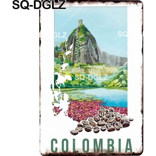 [SQ-DGLZ] COLOMBIA Metal Sign Vintage Tin Sign Retro Wall Decor for Home Plaque Metal Poster Pub Bar Decor Art Painting