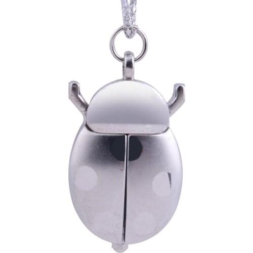 Silver Beetle Fashion Quartz Pocket Watch Accessories Clock Fashion Men and Women Gifts with Chain