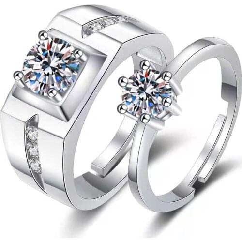 Men Women Six Claws Copper Plated Silver Resizeable Crystal Couple Rings Adjustable Valentine Day Gift Wholesale Free Delivery