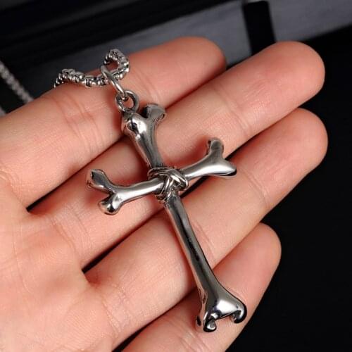 [316 Stainless Steel] Bone Cross Pendant Punk Hip-hop Rock Domineering Unisex Pendant Jewelry Birthday Gift
