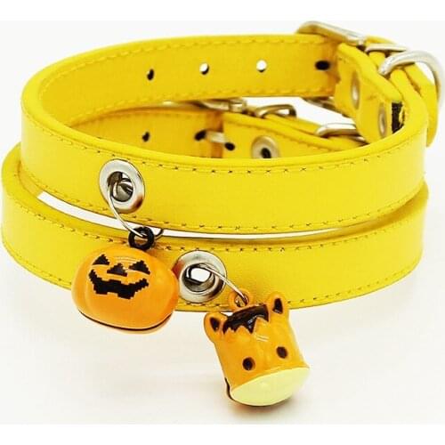 Hot Sale Things For Dogs Small Dog Collar For Cats Halloween Leather Collar Chapa Perro Strap Kitten Chihuahua Accessories