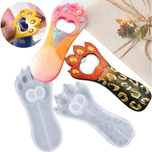 Transparent Silicone Mold Diy Cat Paw Bottle Opener Mold Epoxy Resin Jewelry Mold Resin Decoration Craft Jewelry Accessories Kit