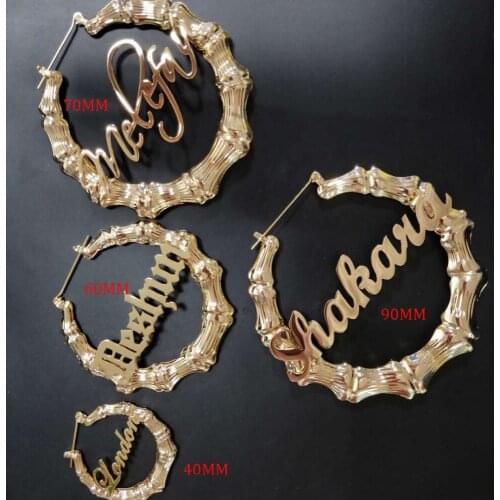 Duoying Custom Heart Bamboo Earrings Hiphop Zircon Letter Earrings Women Personality Custom Name Bamboo Earrings Custom Gifts