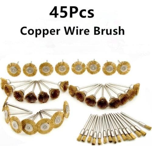 3mm Shank Copper Steel Wire Brush Polishing Wheel With Rod Derusting Cleaning Brush For Rotary Tool