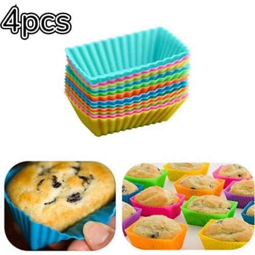 Silicone Rectangular Reusable Cake Molds Jelly Baking Mould Cupcake Maker Muffin Cup Box Kitchen Pastry Tool Border Mold