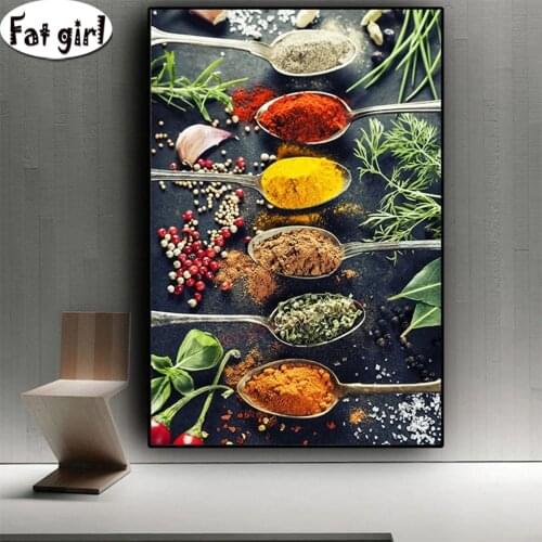 Modern Kitchen condiment Spices diamond Painting 5D DIY Posters Wall Art Pictures Rhinestone embroidery mosaic Restaurant decor