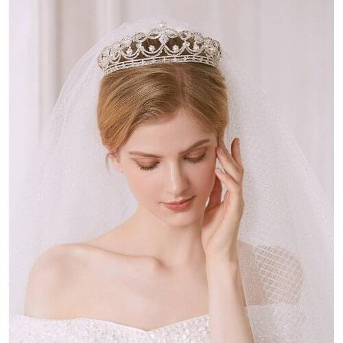 Bridal Crystal Tiaras Wedding Crown Bride Pearl Hair Jewelry Rhinestones Party Crowns Women Headpiece Wedding Hair Accessories