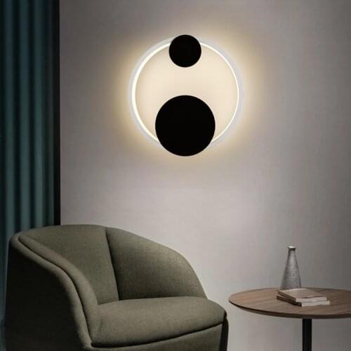 Nordic Post-present LED Wall Light Bedside Corridor Bedroom Living Room Interior Lighting Background Wall Creative Round Lamp