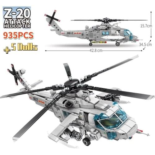 Technical Creator Police Military Armed Helicopter Building Blocks STEM Kit Aircraft Bricks Toys for Boys Holiday Gifts BuildMoc