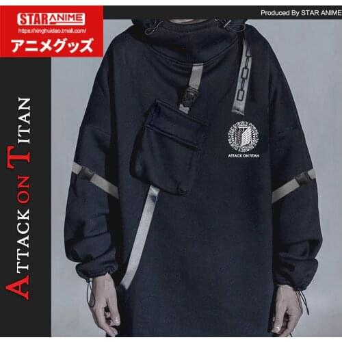 Anime Attack On Titan Jiyuu no Tsubasa Levi Ackerman Black Casual Hoodies Coat Fashion Hooded Sweatshirt Unisex Autumn Student