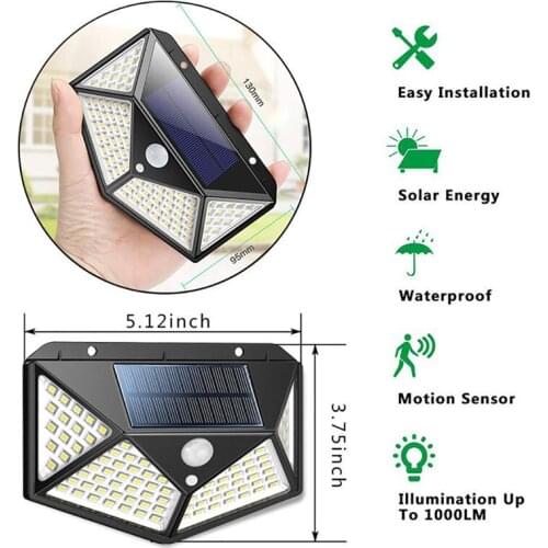 100\114 Led Waterproof Solar Light Powered Outdoor Solar Lamp Pir Motion Sensor Street Light For Garden Decoration 3 Modes 5z