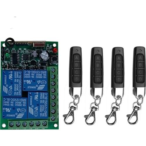 Universal Wireless Remote Control DC12V 24V 4CH Relay Radio Receiver Module Remote controller RF Switch for Gate Garage opener