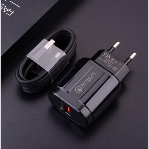 OPPO F7 A9 Realme 6 Pro X2 C2 X50 Phone QC 3.0 USB Fast Charger Plug Adapter Type C Micro Cable For Huawei Y9 P40 Honor 7a 9s 9x