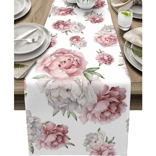 Vintage Flowers Watercolor Modern Table Runners Holiday Party Wedding Decoration Tablecloth Living Room Dining Table Accessories