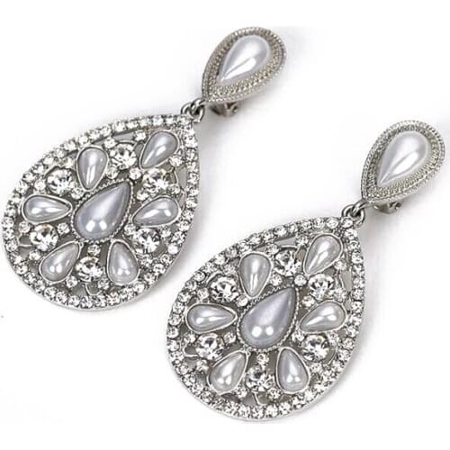 Vintage Round Marble Opal Stone Stud Earrings For Women Fashion Temperament Pearl Earring