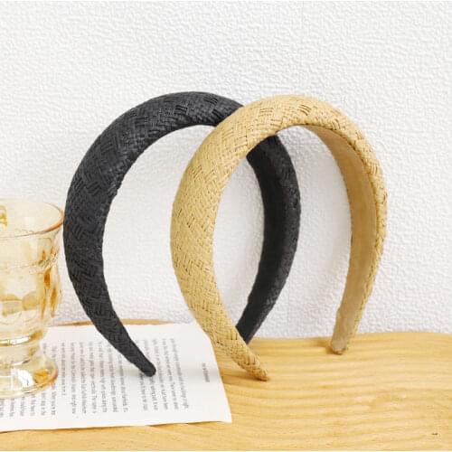 Haimeikang Straw Raffia Hair Bands Women Handmade Retro Headband Hair Hoop Wide Bezel Headwear Fashion Hairband Hair Accessories