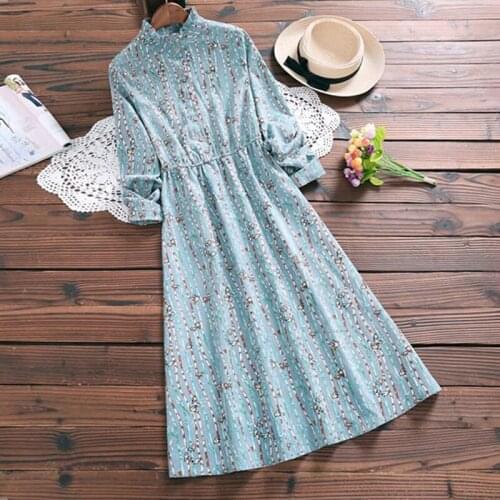2019 Boho Floral Office dress Autumn Vintage printing Long Shirt Dress Women Casual Long Sleeve Cotton Loose Party Vestidos