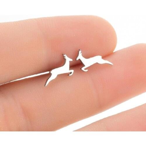 S925 Winter 2021 new stainless steel racing jump snow deer ear bone nail Christmas New Year earrings earings fashion jewelry