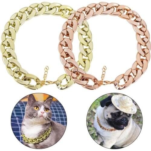 1pc Pet Dog Chain Choke Pet Dog Necklace Collars Thick Gold Chain Plated Plastic Safety Collar Puppy Supplies Pet Dog Accesory