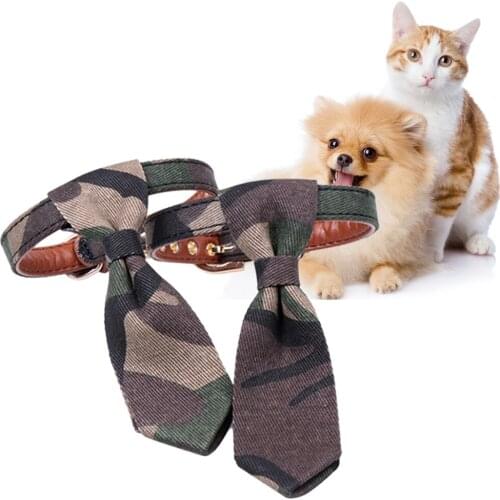 1pc Lovely Adjustable Cute Print Camouflage Pet Decorative Collars Dog Pet Bow Tie Polyester Cat Grooming Necktie Dog Supplies