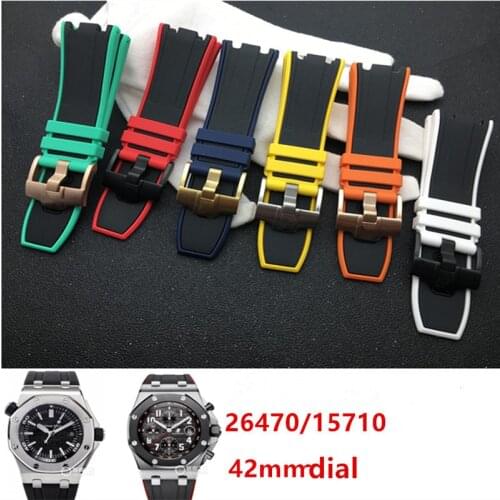 2018 SIHH watchband 28mm Two Tone Rubber Silicone Waterproof stainless pin buckle for AP strap Bracelet For Audemars And Piguet