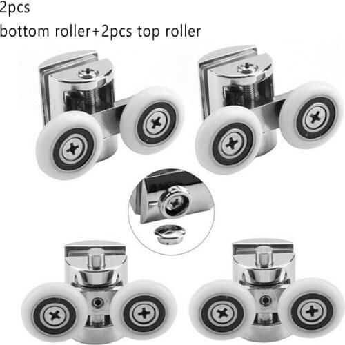 4pcs 23mm Shower Door Rollers Zinc Alloy Double-Wheel Sliding Shower Door Roller Bearing Wheel Runners Replacement