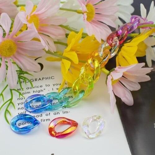 Approx100Pcs 17*23MM ColorAB Transparent Acrylic Chiain For DIY Making Necklace Bag Chain Glasses Link Jewelry Accessories