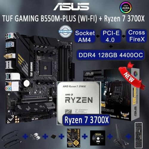 Asus TUF GAMING B550M-PLUS (WI-FI) B550 With Ryzen 7 3700X Motherboard Combo PCI-E 4.0 DDR4 128GB Bluetooth Placa-mãe Kit New