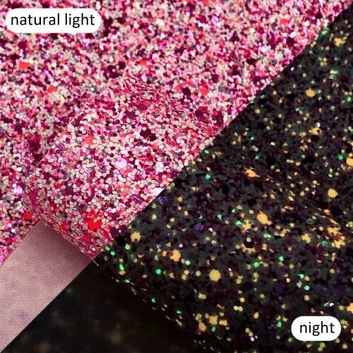 20*33cm Glow in the Dark Glitter Vinyl Synthetic Leather For Hair Bow DIY Projects Handbag Wallet Shoes,1Yc18225