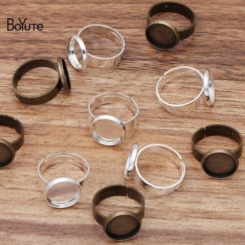 BoYuTe Custom Made (200 Pieces/Lot) Round 12MM Cabochon Ring Base Settings Diy Adjustable Ring Blanks Jewelry Findings